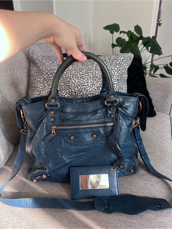 Balenciaga Handbags - Balenciaga Vintage Le City Velo Navy Blue Leather Satchel Bag